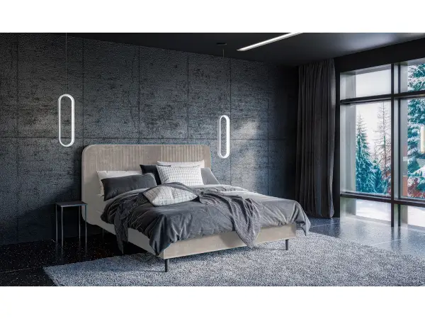 LARETTO T21 łóżko kontynentalne 200x200 zaokrąglone zagłowie z przeszyciami
